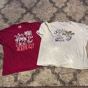 Graphic T-Shirts in Dark Pink and Gray